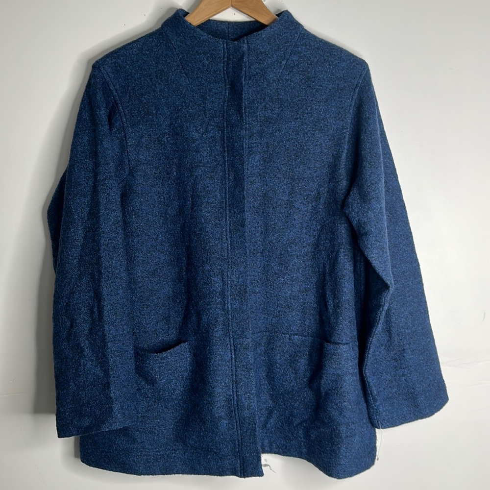 Pure Jill Wool Blend Blue Jacket Sz M Button/ Snap Up